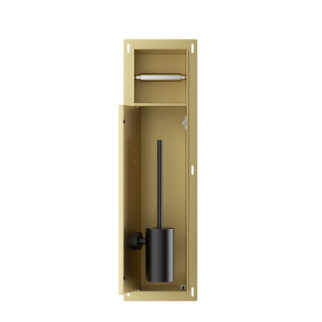 Inbouw Wc borstel houder Rocko Geborsteld Messing met Toiletrolhouder Wiesbaden Rocko - Betegelbaar - 33.2134 Inbouw Wc borstel houder Rocko Geborsteld Messing met Toiletrolhouder Wiesbaden Rocko - Betegelbaar - 33.2134