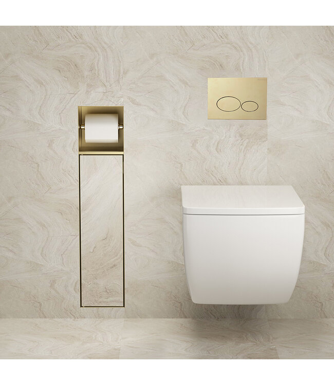Inbouw Wc borstel houder Rocko Geborsteld Messing met Toiletrolhouder Wiesbaden Rocko - Betegelbaar - 33.2134