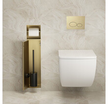 Inbouw Wc borstel houder Rocko Geborsteld Messing met Toiletrolhouder Wiesbaden Rocko - Betegelbaar - 33.2134
