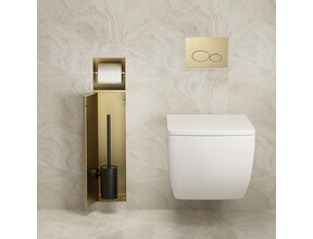 Inbouw Wc borstel houder Rocko Geborsteld Messing met Toiletrolhouder Wiesbaden Rocko - Betegelbaar - 33.2134