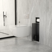 Inbouw Wc borstel houder Rocko Gunmetal met Toiletrolhouder Wiesbaden Rocko - Betegelbaar - 33.2133