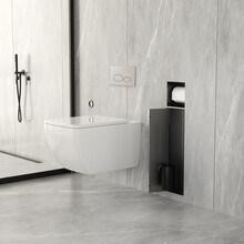 Inbouw Wc borstel houder Rocko Gunmetal met Toiletrolhouder Wiesbaden Rocko - Betegelbaar - 33.2133