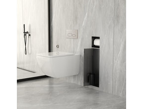 Inbouw Wc borstel houder Rocko Gunmetal met Toiletrolhouder Wiesbaden Rocko - Betegelbaar - 33.2133