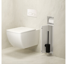 Inbouw Wc borstel houder Rocko Mat Wit met Toiletrolhouder Wiesbaden Rocko - Betegelbaar - 33.2132