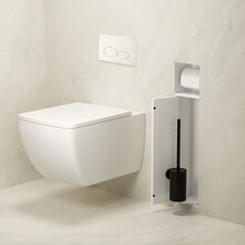 Inbouw Wc borstel houder Rocko Mat Wit met Toiletrolhouder Wiesbaden Rocko - Betegelbaar - 33.2132