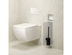 Inbouw Wc borstel houder Rocko Mat Wit met Toiletrolhouder Wiesbaden Rocko - Betegelbaar - 33.2132