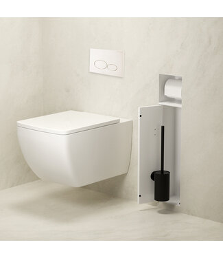 Wiesbaden Inbouw Wc borstel houder Rocko Mat Wit met Toiletrolhouder Wiesbaden Rocko - Betegelbaar - 33.2132