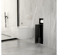 Inbouw Wc borstel houder Rocko Mat Zwart met Toiletrolhouder Wiesbaden Rocko - Betegelbaar - 33.2131