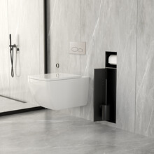 Inbouw Wc borstel houder Rocko Mat Zwart met Toiletrolhouder Wiesbaden Rocko - Betegelbaar - 33.2131
