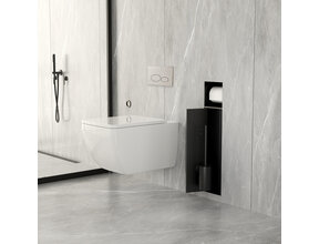 Inbouw Wc borstel houder Rocko Mat Zwart met Toiletrolhouder Wiesbaden Rocko - Betegelbaar - 33.2131