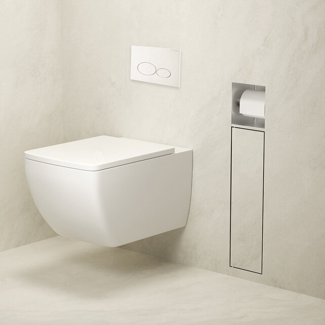 Inbouw Wc borstel houder Rocko RVS met Toiletrolhouder Wiesbaden Rocko - Betegelbaar - 33.2130 Inbouw Wc borstel houder Rocko RVS met Toiletrolhouder Wiesbaden Rocko - Betegelbaar - 33.2130