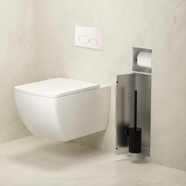 Inbouw Wc borstel houder Rocko RVS met Toiletrolhouder Wiesbaden Rocko - Betegelbaar - 33.2130 Inbouw Wc borstel houder Rocko RVS met Toiletrolhouder Wiesbaden Rocko - Betegelbaar - 33.2130