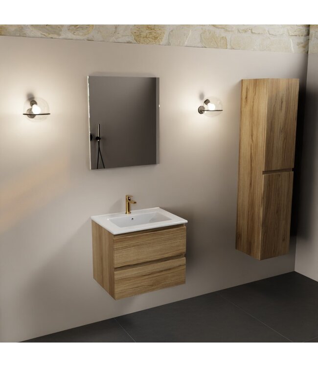 Mondiaz Badkamermeubel AIVY Chai 60cm met Wastafel wastafel glanzend wit keramiek 1 kraangat