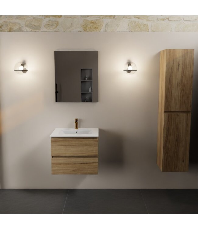 Mondiaz Badkamermeubel AIVY Chai 60cm met Wastafel wastafel glanzend wit keramiek 1 kraangat