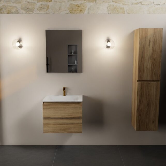 Mondiaz Badkamermeubel AIVY Chai Talc 60cm met Wastafel mat wit 1 kraangat Mondiaz Badkamermeubel AIVY Chai Talc 60cm met Wastafel mat wit 1 kraangat