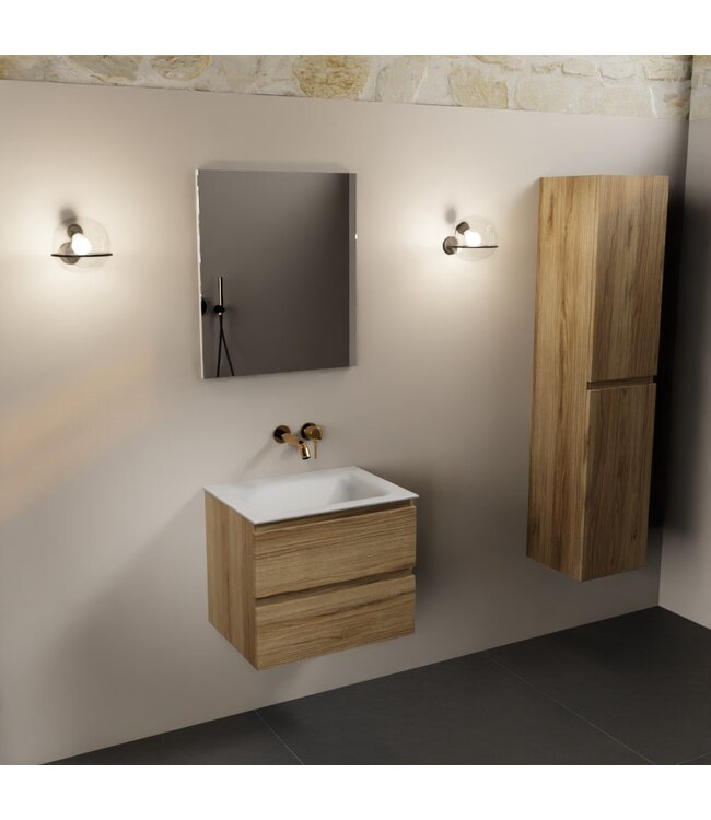 Mondiaz Badkamermeubel AIVY Chai Talc 60cm met Wastafel mat wit zonder kraangat