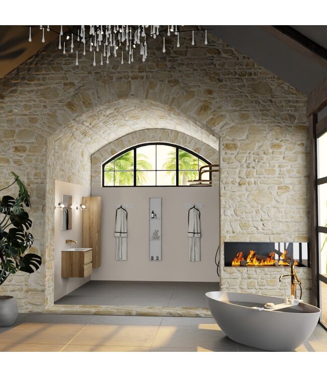 Mondiaz Badkamermeubel AIVY Chai Talc 60cm met Wastafel mat wit zonder kraangat