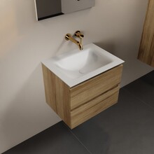 Mondiaz Badkamermeubel AIVY Chai Talc 60cm met Wastafel mat wit zonder kraangat
