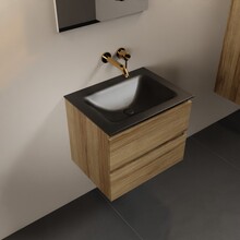 Mondiaz Badkamermeubel AIVY Chai Urban 60cm met Wastafel Mat Zwart zonder kraangat
