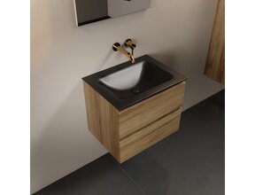 Mondiaz Badkamermeubel AIVY Chai Urban 60cm met Wastafel Mat Zwart zonder kraangat