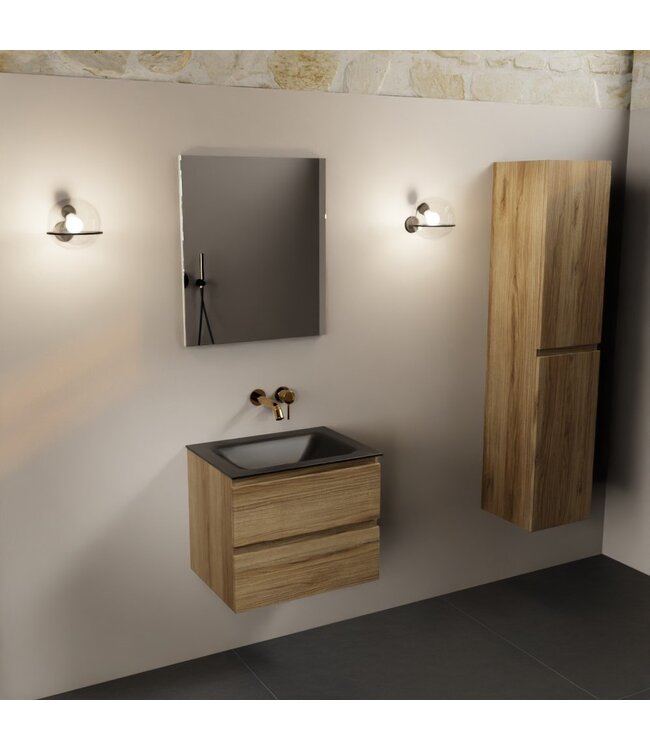 Mondiaz Badkamermeubel AIVY Chai Urban 60cm met Wastafel Mat Zwart zonder kraangat