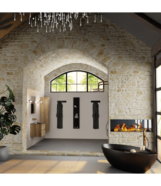 Mondiaz Badkamermeubel AIVY Chai Urban 60cm met Wastafel Mat Zwart zonder kraangat