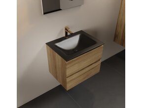 Mondiaz Badkamermeubel AIVY Chai Urban 60cm met Wastafel Mat Zwart met 1 kraangat