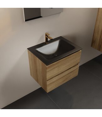 MONDIAZ Mondiaz Badkamermeubel AIVY Chai Urban 60cm met Wastafel Mat Zwart met 1 kraangat