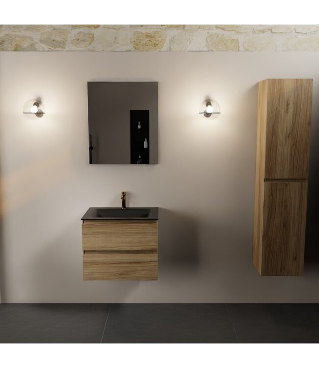 MONDIAZ Mondiaz Badkamermeubel AIVY Chai Urban 60cm met Wastafel Mat Zwart met 1 kraangat