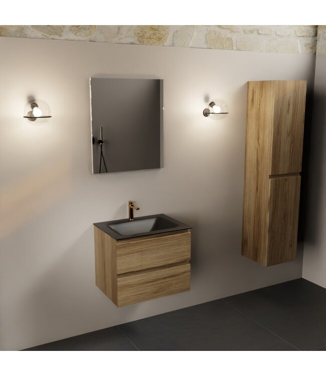 MONDIAZ Mondiaz Badkamermeubel AIVY Chai Urban 60cm met Wastafel Mat Zwart met 1 kraangat