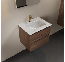 Mondiaz Badkamermeubel AIVY Mocha 60cm met Wastafel wastafel glanzend wit keramiek 1 kraangat