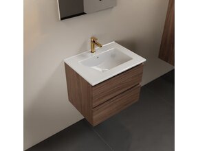 Mondiaz Badkamermeubel AIVY Mocha 60cm met Wastafel wastafel glanzend wit keramiek 1 kraangat