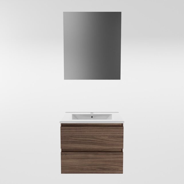 Mondiaz Badkamermeubel AIVY Mocha 60cm met Wastafel wastafel glanzend wit keramiek 1 kraangat