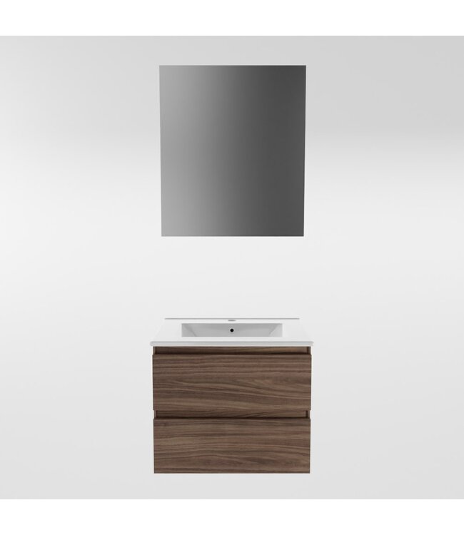 Mondiaz Badkamermeubel AIVY Mocha 60cm met Wastafel wastafel glanzend wit keramiek 1 kraangat