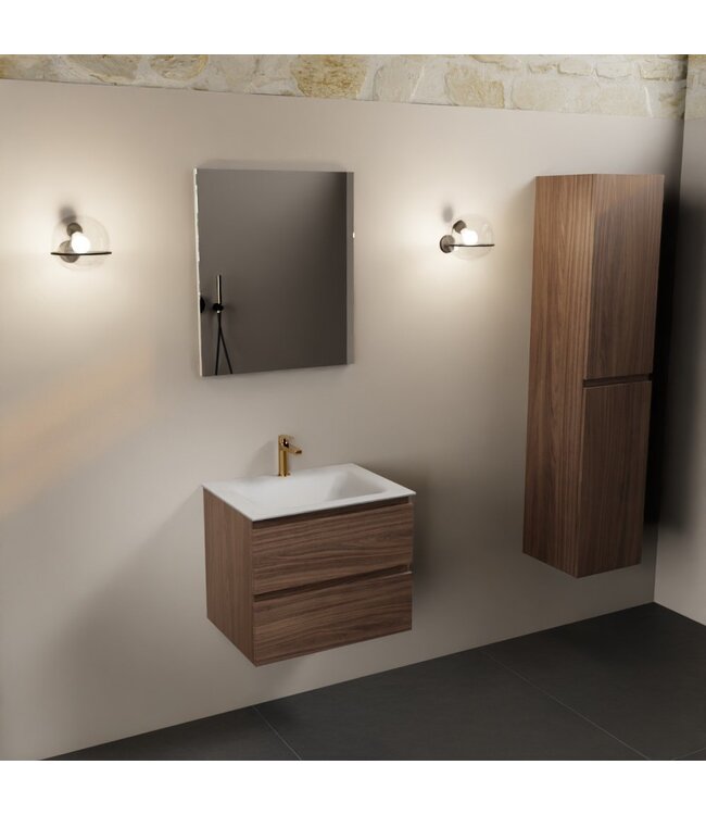 Mondiaz Badkamermeubel AIVY Chai Mocha 60cm met Wastafel mat wit 1 kraangat