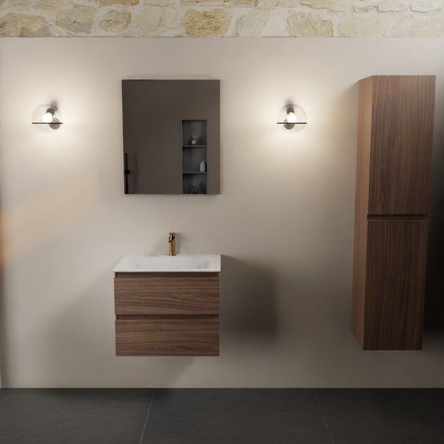 Mondiaz Badkamermeubel AIVY Chai Mocha 60cm met Wastafel mat wit 1 kraangat Mondiaz Badkamermeubel AIVY Chai Mocha 60cm met Wastafel mat wit 1 kraangat