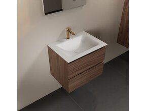 Mondiaz Badkamermeubel AIVY Chai Mocha 60cm met Wastafel mat wit 1 kraangat