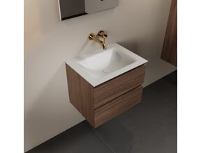 Mondiaz Badkamermeubel AIVY Chai Mocha 60cm met Wastafel mat wit zonder kraangat