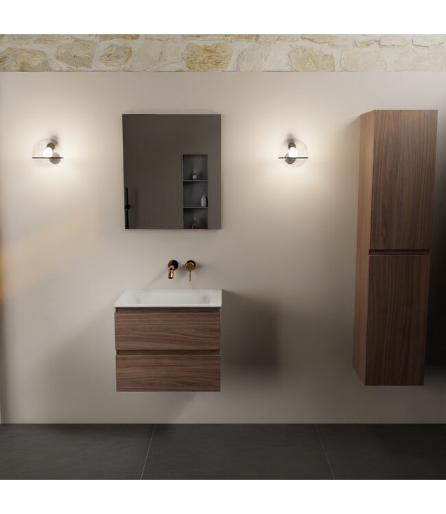 MONDIAZ Mondiaz Badkamermeubel AIVY Chai Mocha 60cm met Wastafel mat wit zonder kraangat