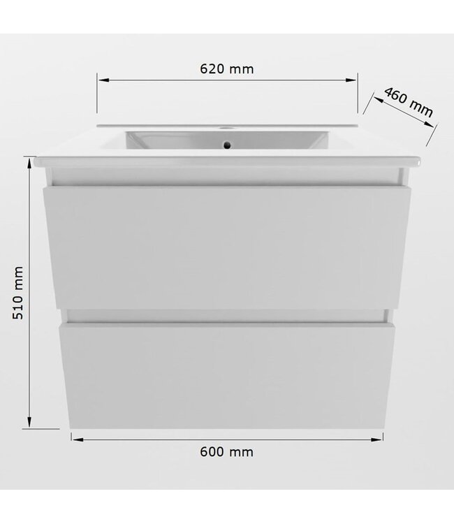 Mondiaz Badkamermeubel AIVY Mocha Urban 60cm met Wastafel Mat Zwart zonder kraangat