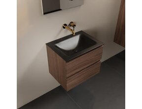 Mondiaz Badkamermeubel AIVY Mocha Urban 60cm met Wastafel Mat Zwart zonder kraangat
