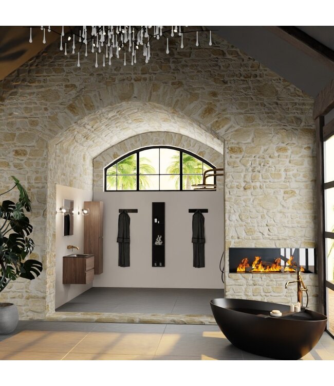 MONDIAZ Mondiaz Badkamermeubel AIVY Mocha Urban 60cm met Wastafel Mat Zwart zonder kraangat