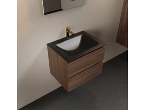 Mondiaz Badkamermeubel AIVY Mocha Urban 60cm met Wastafel Mat Zwart met 1 kraangat