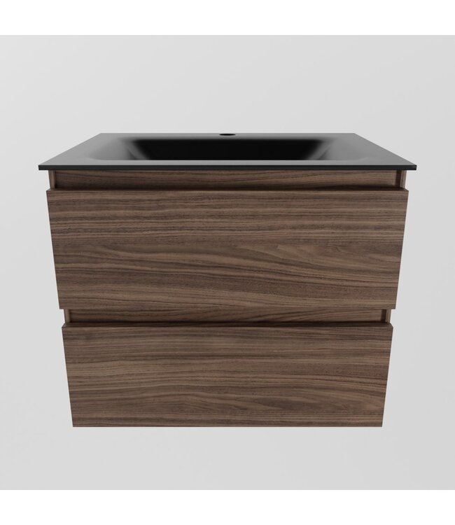 Mondiaz Badkamermeubel AIVY Mocha Urban 60cm met Wastafel Mat Zwart met 1 kraangat