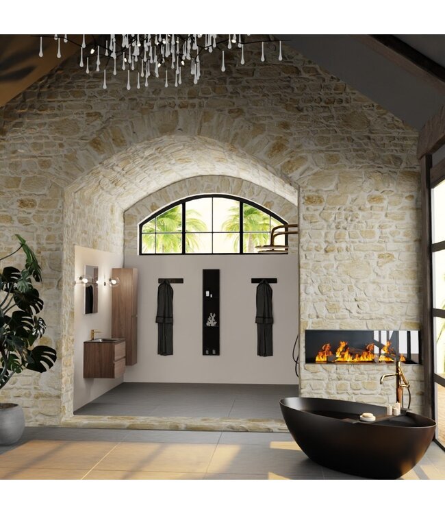 Mondiaz Badkamermeubel AIVY Mocha Urban 60cm met Wastafel Mat Zwart met 1 kraangat