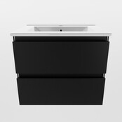 Mondiaz Badkamermeubel AIVY Mat Zwart 60cm met Wastafel wastafel glanzend wit keramiek 1 kraangat Mondiaz Badkamermeubel AIVY Mat Zwart 60cm met Wastafel wastafel glanzend wit keramiek 1 kraangat