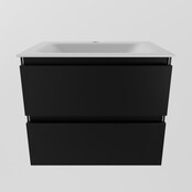 Mondiaz Badkamermeubel AIVY Mat Zwart 60cm met Wastafel Mat Wit 1 kraangat