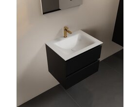 Mondiaz Badkamermeubel AIVY Mat Zwart 60cm met Wastafel Mat Wit 1 kraangat