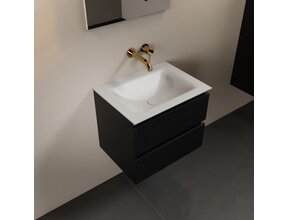 Mondiaz Badkamermeubel AIVY Mat Zwart 60cm met Wastafel Mat Wit zonder kraangat