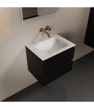 MONDIAZ Mondiaz Badkamermeubel AIVY Mat Zwart 60cm met Wastafel Mat Wit zonder kraangat